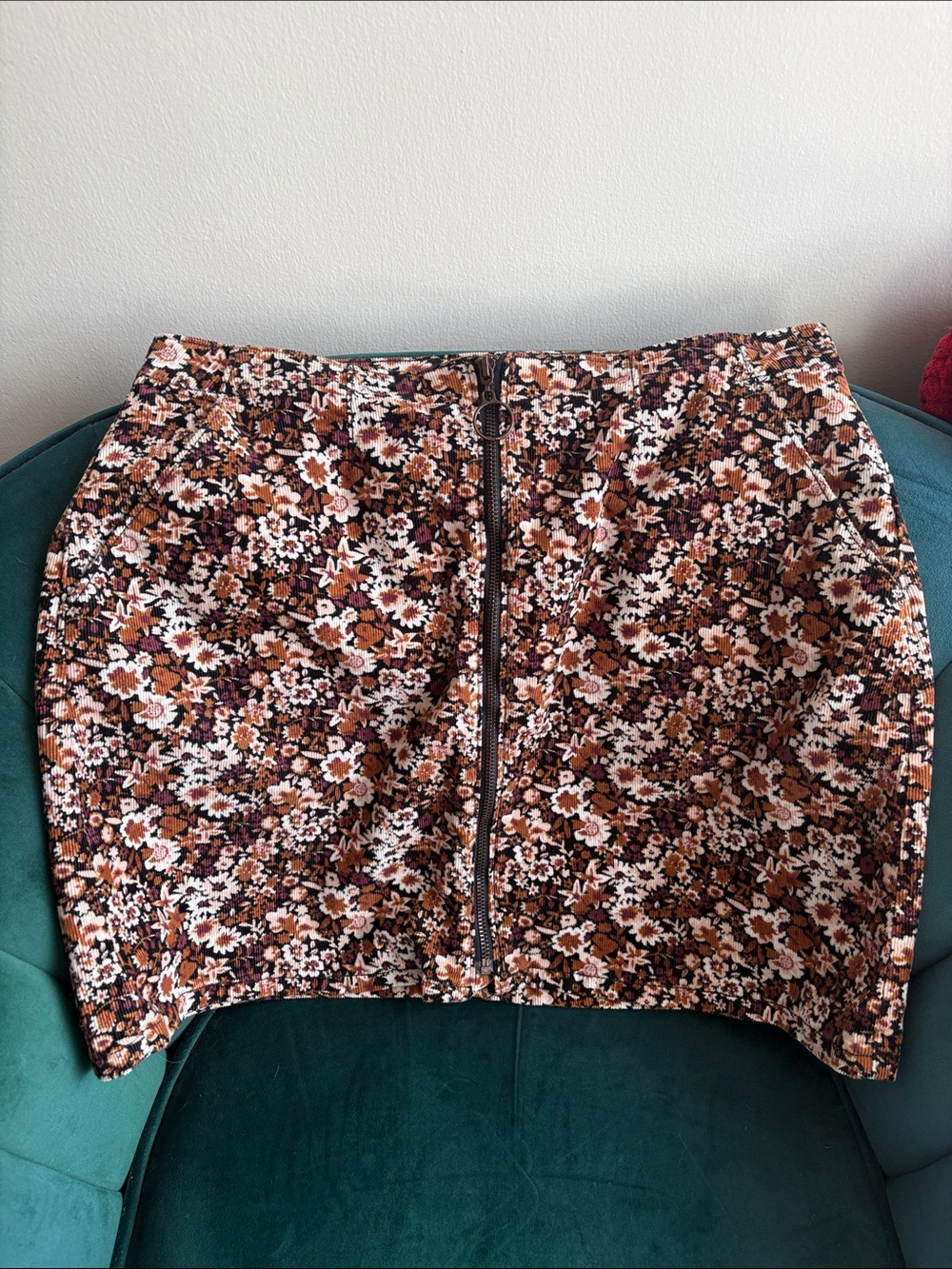 Arizona Floral Zip Front Mini Skirt - Brown Multi